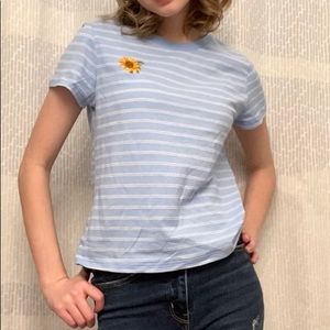 Blue Striped Sunflower Shirt